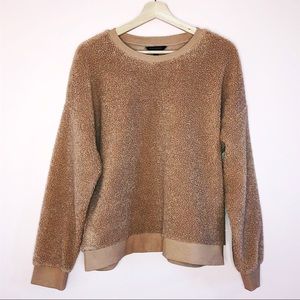 Banana Republic Tan Sherpa Crew Neck Sweater